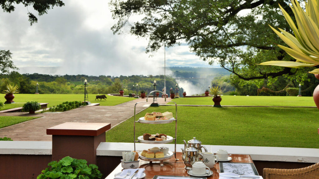 The Victoria Falls Hotel terrace restaurant