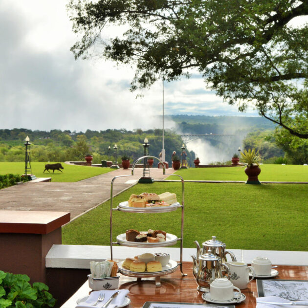 The Victoria Falls Hotel terrace restaurant