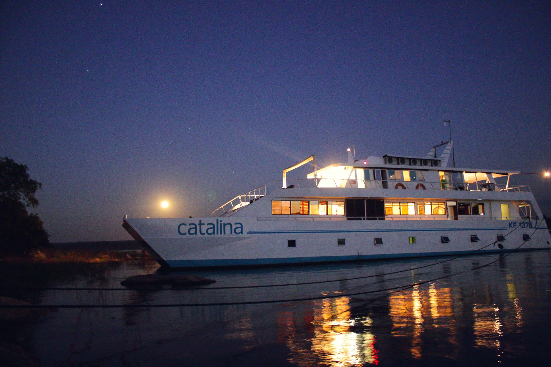 Catalina Houseboat at night
